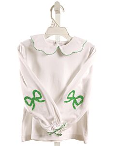 THE BEAUFORT BONNET COMPANY  WHITE   APPLIQUED KNIT LS SHIRT WITH PICOT STITCHING
