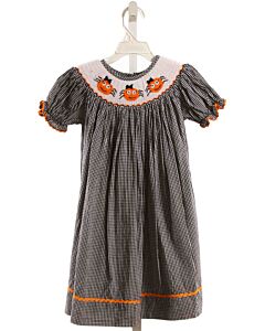 NOLA SMOCKED   BLACK  GINGHAM SMOCKED DRESS WITH RIC RAC
