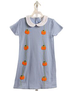 LITTLE ENGLISH  LT BLUE   APPLIQUED KNIT DRESS