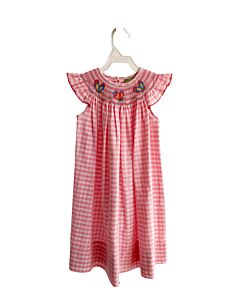 CLASSIC WHIMSY  PINK  GINGHAM SMOCKED DRESS WITH PICOT STITCHING