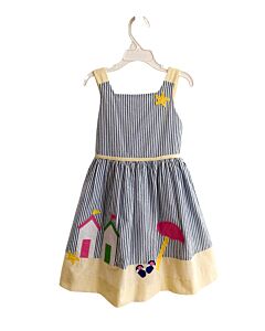 FLORENCE EISEMAN  BLUE SEERSUCKER STRIPED  DRESS