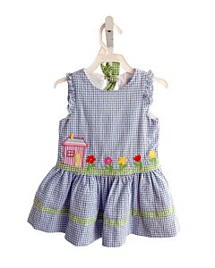 FLORENCE EISEMAN  BLUE  GINGHAM  DRESS WITH RUFFLE
