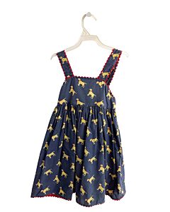 JAMES & LOTTIE  BLUE   PRINTED DESIGN DRESS WITH RIC RAC