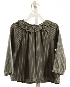 POUDRE ORGANIC  GRAY  STRIPED  SHIRT-LS WITH RUFFLE