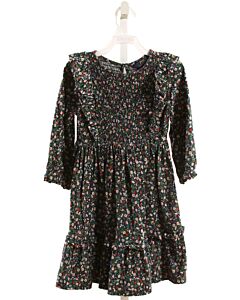 POLO BY RALPH LAUREN  NAVY  FLORAL SMOCKED KNIT DRESS WITH RUFFLE