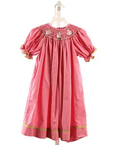 VIVE LA FETE  HOT PINK  MICROCHECK SMOCKED DRESS WITH RIC RAC