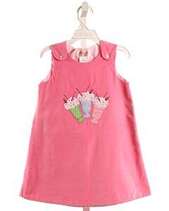 ROSALINA  PINK CORDUROY  APPLIQUED DRESS