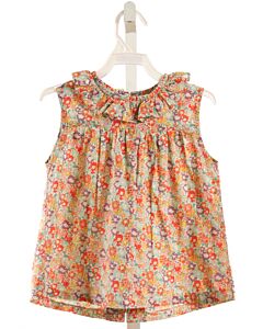 KATE & LIBBY  RED  FLORAL  SLEEVELESS SHIRT WITH RUFFLE