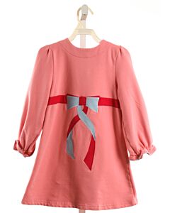 THE BEAUFORT BONNET COMPANY  PINK   APPLIQUED KNIT DRESS WITH PICOT STITCHING