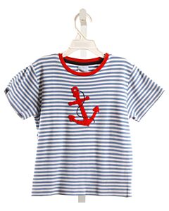 BELLA BLISS  BLUE  STRIPED APPLIQUED KNIT SS SHIRT