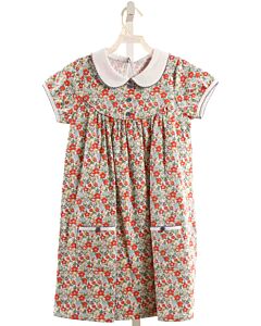SERENDIPITY  RED  FLORAL  KNIT DRESS WITH PICOT STITCHING