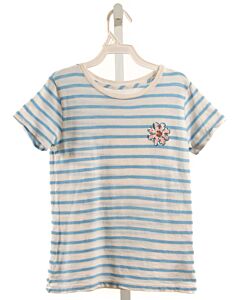 CREWCUTS  LT BLUE  STRIPED  KNIT SS SHIRT WITH SEQUINS