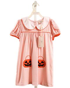 SMOCKINGBIRD  ORANGE  STRIPED APPLIQUED KNIT DRESS