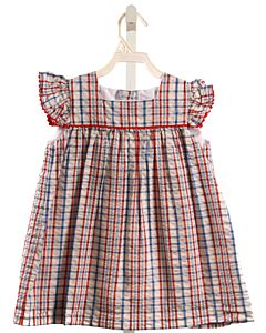 THE BEAUFORT BONNET COMPANY  MULTI-COLOR SEERSUCKER PLAID  DRESS WITH RIC RAC