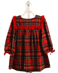 SHRIMP & GRITS  RED  PLAID  DRESS WITH RUFFLE
