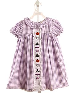SMOCKINGBIRD  PURPLE  WINDOWPANE EMBROIDERED DRESS WITH EYELET TRIM