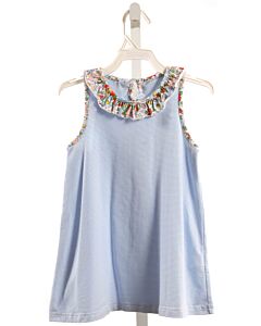 SERENDIPITY  LT BLUE  STRIPED  KNIT DRESS WITH RUFFLE