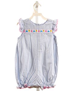 LULLABY SET  LT BLUE  GINGHAM  ROMPER WITH RIC RAC