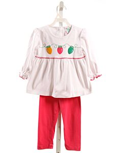 SHRIMP & GRITS  HOT PINK   APPLIQUED 2-PIECE OUTFIT WITH PICOT STITCHING