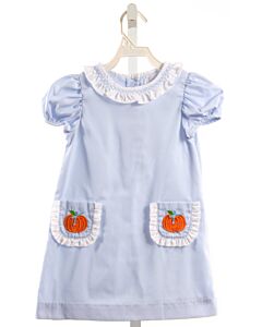 ELIZA JAMES  LT BLUE   APPLIQUED DRESS WITH RUFFLE