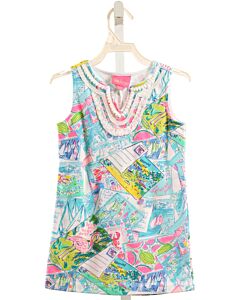 LILLY PULITZER  AQUA  PRINT  KNIT DRESS