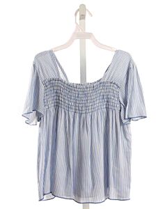 PAPER CRANE LT BLUE STRIPED SMOCKED SHIRT-SS