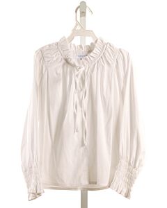 PLEAT.  WHITE   SMOCKED DRESS SHIRT
