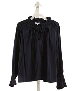 PLEAT.  NAVY   SMOCKED DRESS SHIRT