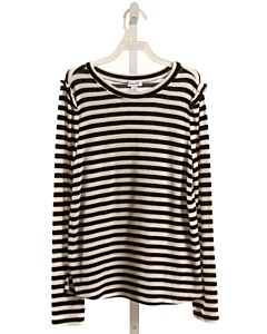 SPLENDID  BLACK  STRIPED  KNIT LS SHIRT WITH RUFFLE