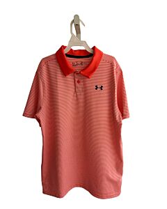 UNDER ARMOUR  ORANGE  STRIPED  KNIT SS SHIRT