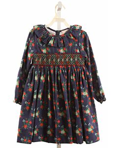SMOCKINGBIRD  NAVY  FLORAL SMOCKED DRESS WITH RUFFLE