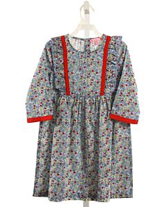 BISBY BY LITTLE ENGLISH  BLUE  FLORAL  DRESS WITH RUFFLE