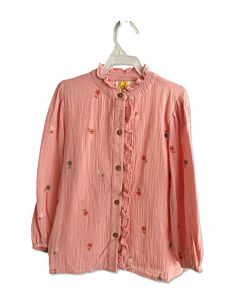 MINI BODEN  PINK  FLORAL EMBROIDERED DRESS SHIRT WITH RUFFLE