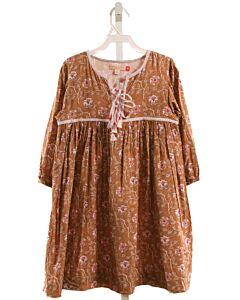 PINK CHICKEN BROWN FLORAL DRESS