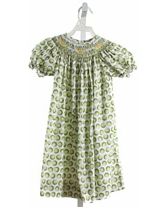 VIVE LA FETE  GREEN  PRINT SMOCKED DRESS