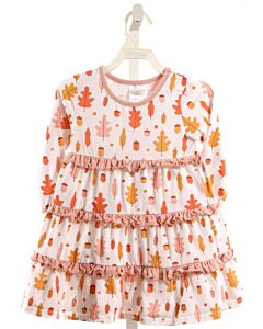 STITCHY FISH  ORANGE  PRINT  KNIT DRESS WITH RUFFLE