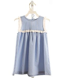 SUNSHINE SMOCKS  BLUE SEERSUCKER GINGHAM  DRESS