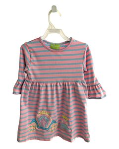 CLASSIC WHIMSY  PINK  STRIPED  KNIT DRESS WITH PICOT STITCHING