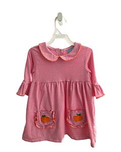 CLASSIC WHIMSY  PINK  STRIPED  KNIT DRESS WITH PICOT STITCHING