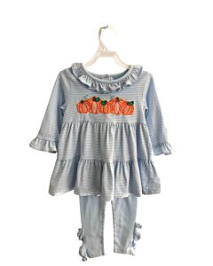 CLASSIC WHIMSY  BLUE  STRIPED  2-PIECE OUTFIT WITH PICOT STITCHING