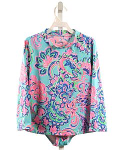 LILLY PULITZER  AQUA  FLORAL  2-PIECE SWIMSUIT