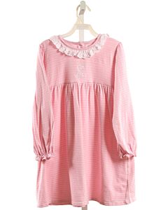 CECIL & LOU  PINK  STRIPED EMBROIDERED KNIT DRESS