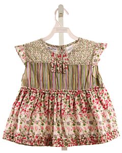 B.T. KIDS  MULTI-COLOR  FLORAL  SLEEVELESS SHIRT WITH RUFFLE