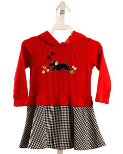SOPHIE ROSE  RED  GINGHAM APPLIQUED KNIT DRESS