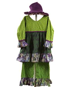 YOUNG COLORS  GREEN  POLKA DOT  2-PIECE OUTFIT WITH RUFFLE