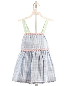 HANNAH KATE  LT BLUE  GINGHAM  SLEEVELESS SHIRT WITH RIC RAC
