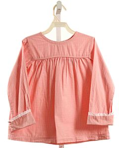 MARY & GRACE  PINK  GINGHAM  SHIRT-LS WITH EYELET TRIM