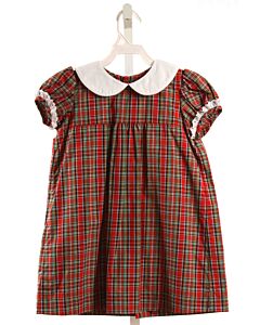 HANNAH KATE  RED  PLAID  DRESS WITH EYELET TRIM