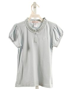 THE BEAUFORT BONNET COMPANY  LT BLUE    KNIT SS SHIRT WITH RUFFLE