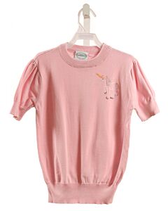 GRACE & JAMES  PINK   EMBROIDERED KNIT SS SHIRT